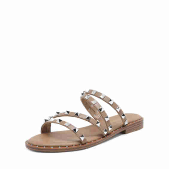 Clear Studded Rhinestone Flat Sandals